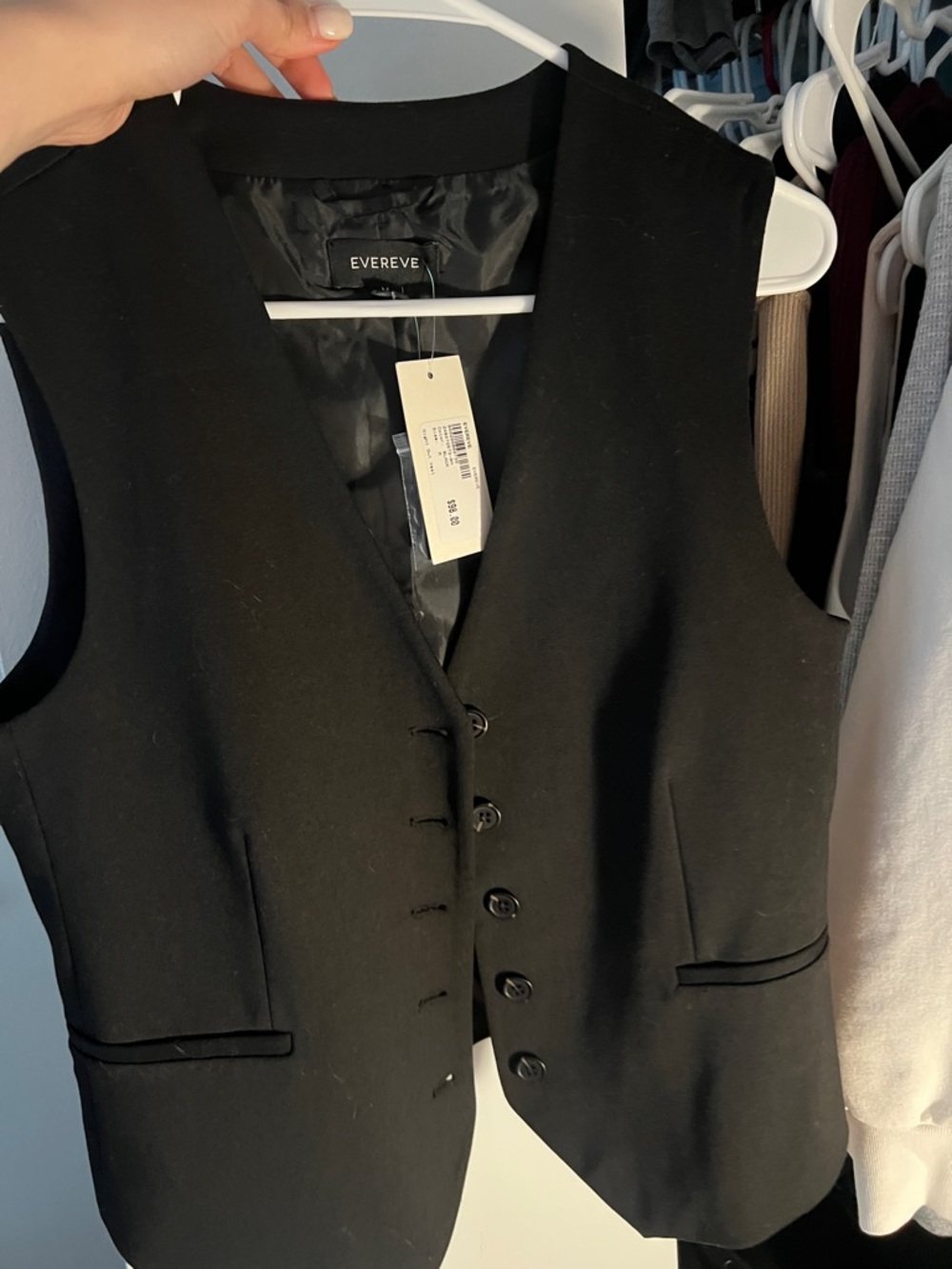Evereve Black Tailored Button-Front Vest